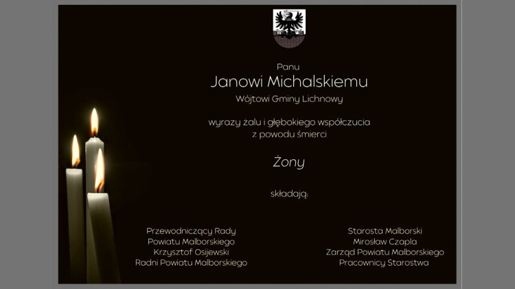 Kondolencje Starosty Malborskiego, Zarządu Powiatu, radnych i pracowników…
