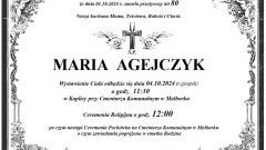 Zmarła Maria Agejczyk. Miała 80 lat.