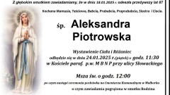 Zmarła Aleksandra Piotrowska. Żyła 87 lat.