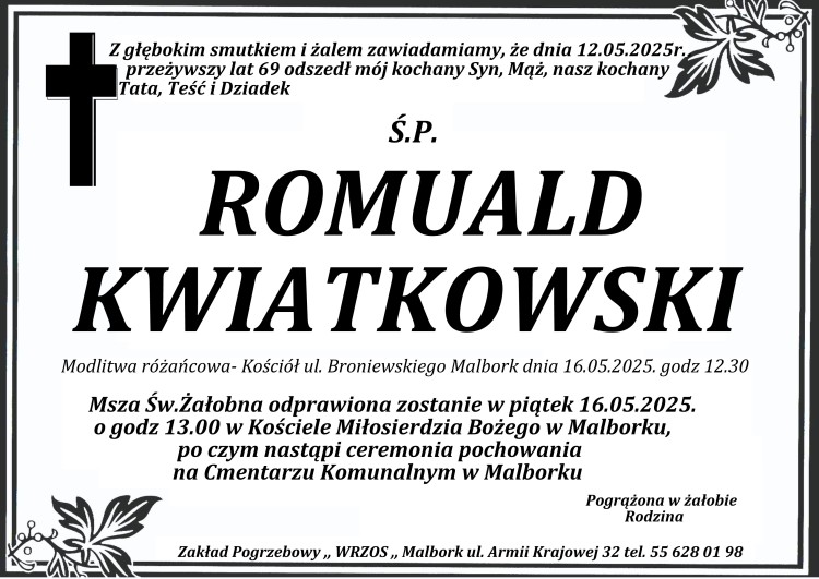 Zmarł Romuald Kwiatkowski. Miał 69 lat.