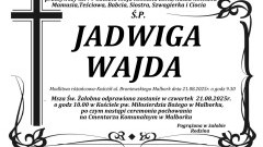 Zmarła Jadwiga Wajda. Miała 79 lat.