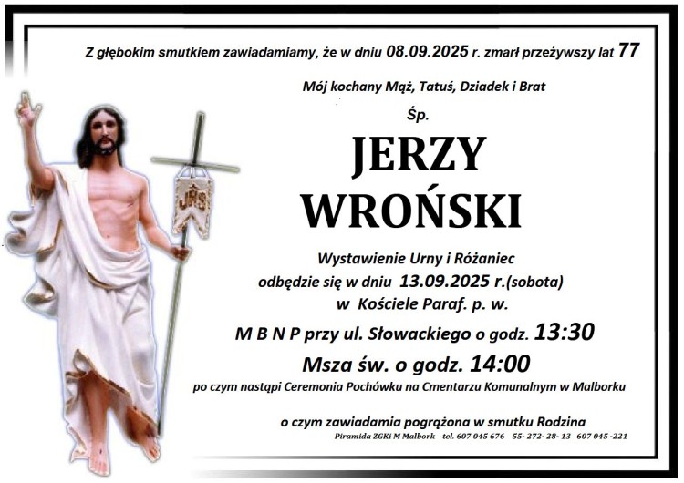 Zmarł Jerzy Wroński. Miał 77 lat.