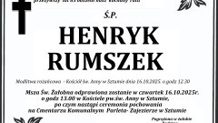 Zmarł Henryk Rumszek. Miał 85 lat.