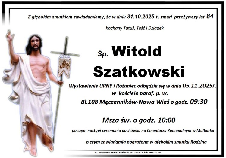 Zmarł Witold Szatkowski. Miał 84 lata.
