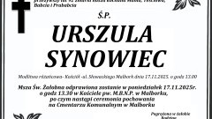 Zmarła Urszula Synowiec. Żyła 92 lata.