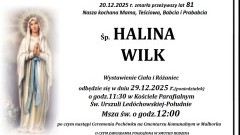 Zmarła Halina Wilk. Miała 81 lat.