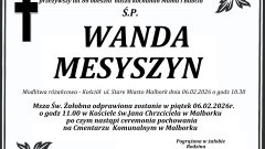 Zmarła Wanda Mesyszyn. Żyła 86 lat.