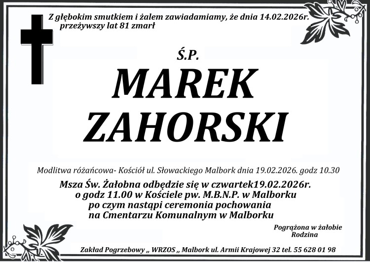 Zmarł Marek Zahorski. Miał 81 lat.