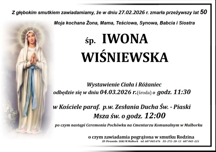 Zmarła Iwona Wiśniewska. Miała 50 lat.