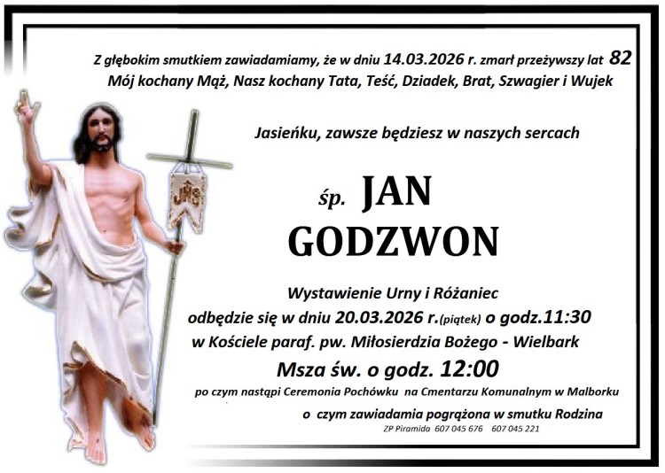 Zmarł Jan Godzwon. Miał 82 lata.