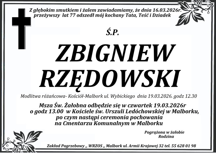 Zmarł Zbigniew Rzędowski. Miał 77 lat.