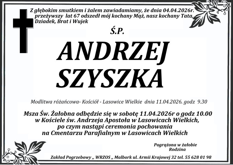 Zmarł Andrzej Szyszka. Miał 67 lat.