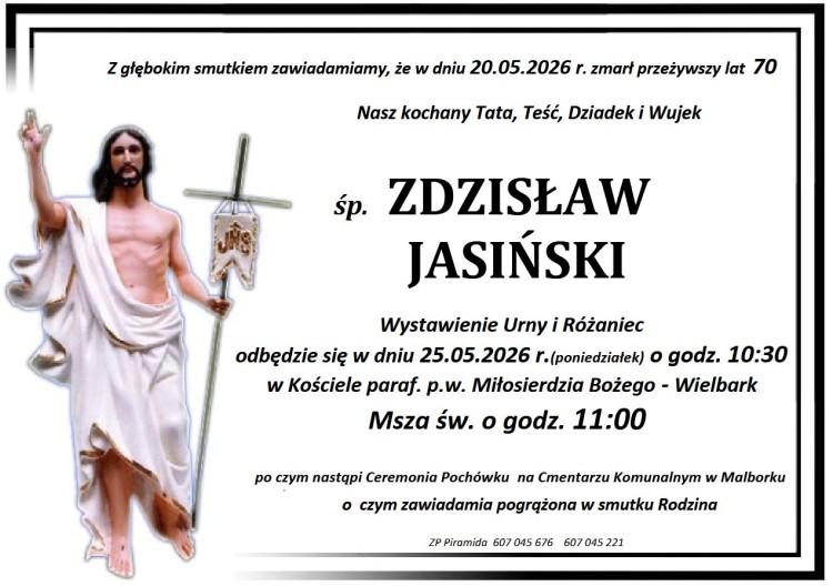 Zmarł Zdzisław Jasiński. Miał 70 lat.