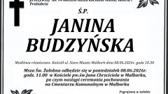 Zmarła Janina Budzyńska. Miała 94 lata.