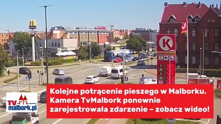 Kolejne potrącenie pieszego w Malborku. Kamera TvMalbork ponownie zarejestrowała…