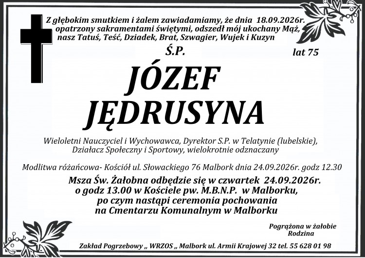 Zmarł Józef Jędrusyna. Miał 75 lat