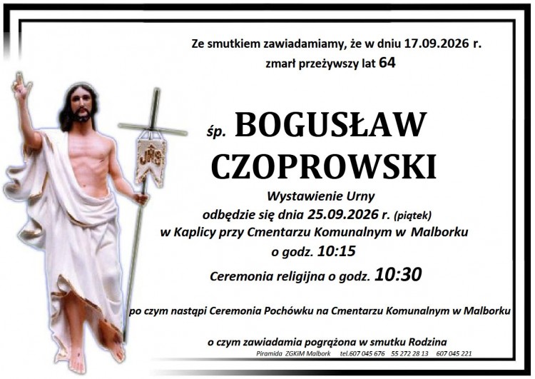 Zmarł Bogusław Czoprowski. Miał 64 lata