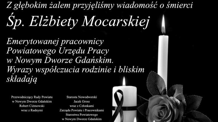 Kondolencje Starosty Nowodworskiego, Członków Zarządu Powiatu, Pracowników…